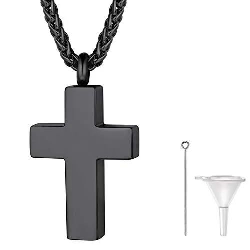 Richsteel Edelstahl Memorial Asche Andenken personalisierte Einäscherung Kreuz Halskette als Erinnerung Schmuck für Damen Herren