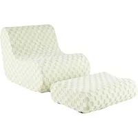Costway Sitzsack Sessel mit Hocker Teddy-Samt Grün