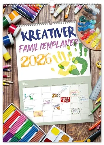 NOTIQUE Bastelkalender 2026 XXL – Kreativer DIY Familienkalender zum Selbstgestalten & Ausmalen – Fotokalender