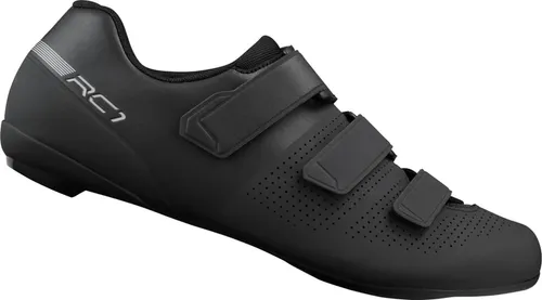 Shimano RC102 black (L01) 46 - Einstiegsschuh für Rennradfahrer - Rennradschuhe für Herren & Unisex, ideal für Mountainbiken und Rennrad mit drei stabilen Klettverschlüssen für sicheren Sitz und nachhaltigem Design aus 33 % Recyclingmaterial.