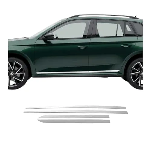 OMAC Zierleisten-Aufkleber für Skoda Kamiq 2020-2025 - Hochwertige Türschutzleisten aus rostfreiem Edelstahl, schützen Ihr Auto vor Kratzern und verleihen ihm ein stilvolles Aussehen. Einfache Montage ohne Bohren, ideal für jeden Skoda Kamiq.