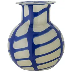 Bloomingville Kiran Vase, Blau, Glas - Skandinavische Vase aus 100% mundgeblasenem Glas, jedes Stück ein Unikat mit einzigartigem Muster in Blau- und Grüntönen – ideal für frische Blumen oder als stilvolle Dekovase.