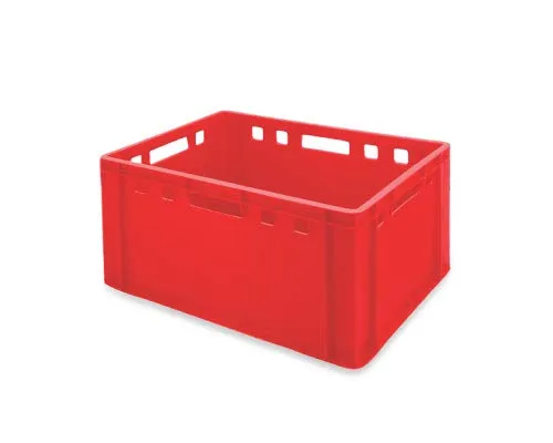 aidB Fleischerkasten E3 rot 600 x 400 x 300 mm, Lebensmittelecht mit geschlossenem Boden und Seiten