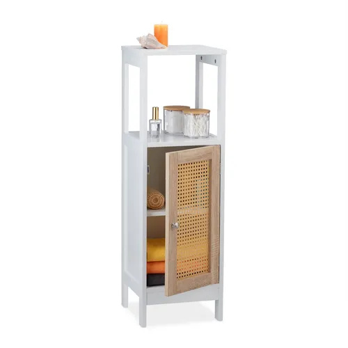 Badezimmerschrank 3 Fächer - Badezimmerkommode Wandschrank - Praktischer Badezimmerschrank mit verstellbaren Regalböden, ideal für optimale Raumnutzung im Bad. Kompakt und modern in Weiß, Höhe 96,5 cm.