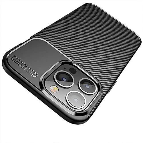AVANA Hülle für iPhone 14 Pro Max Schutzhülle Flexibles Slim Case Schwarz Bumper Silikon Kratzfest Kohlefaser Cover Carbon Optik