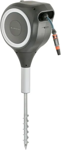 Gardena Garten-Schlauchbox RollUp S (weiß) - 15 m Schlauch, automatische RollControl-Technologie für einfache Handhabung und hohe Standsicherheit