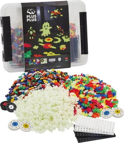 Plus-Plus 9603919 - Basic XXL Mega-Set, 2000 Teile mit Glow in The Dark, fördert Kreativität und Fantasie für Kinder ab 5 Jahren