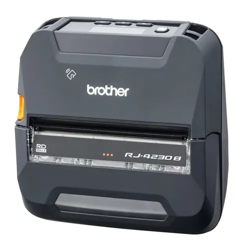 Brother RJ-4230B Mobiler Beleg Etikettendrucker - Mobiler Etikettendrucker mit 203 dpi, ideal für den Einsatz unterwegs dank integriertem Akku und vielseitiger Konnektivität über USB und Bluetooth.