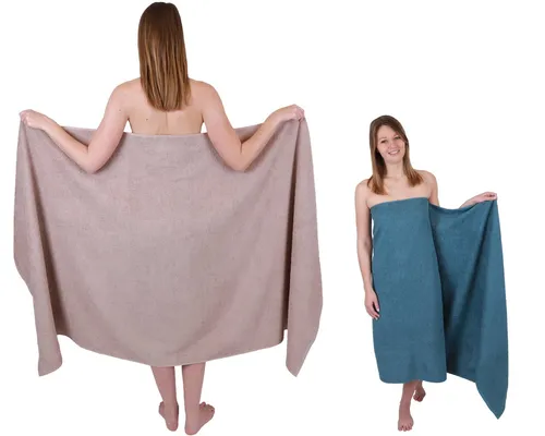 Betz Badetuch XXL Berlin - 2 Stück 100 x 200 cm - Badetücher in XXL-Größe 100 x 200 cm, aus 100% Baumwolle, weich und saugfähig. Ideal für Sauna und Strand, 360 g/m² für optimalen Komfort.