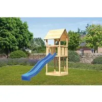 Spielturm AKUBI Lotti mit Sandkasten und blauer Rutsche