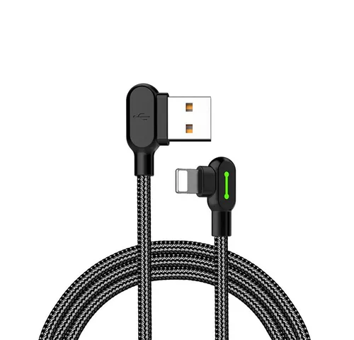 mcdodo LED 90 Grad M Ladekabel Winkel USB Kabel Nylon geflochten USB-Kabel, Standard-USB, Lightning (180 cm), Winkelstecker