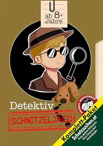 Schnitzeljagd Detektiv Kindergeburtstag ab 8 Jahre (Grundschüler): Schatzsuche mit Fallermittlungsposter