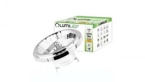 Żarówka LED G53 AR111 15W = 100W 1521lm 3000K Ciepła 24 12V DC Srebrna LUMILED