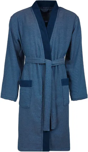 bugatti Herrenbademantel Francesco, ideal für Sauna & Spa - Funktionsjacke aus 100% Baumwolle, in marine blau mit Kimono-Kragen und Gürtel, perfekt für Wellness und entspannte Tage zu Hause.