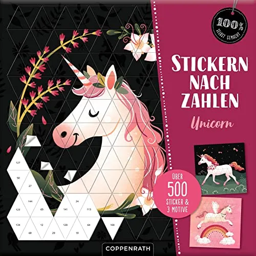 Stickern nach Zahlen Unicorn: Über 500 Sticker & 3 Motive (100% selbst gemacht)