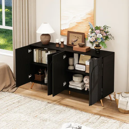 okwish Schwarz Sideboard mit Stauraum und Bogentüren
