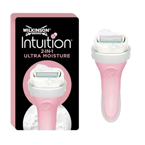 Wilkinson Sword Intuition 2-in-1 Ultra Moisture Damenrasierer, Haarentfernung, Hauch von Sheabutter, Rasierer für die routinemäßige Fellpflege, 1 wiederverwendbarer Griff und 1 Nachfüllpack