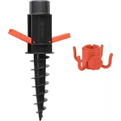 Sonnenschirmhalter Bodendübel Einschraubhülse mit Griffen klappbare Inkl. Aufhängehaken, Sonnenschirmständer für Schirmstöcke bis 22-32 mm, Schwarz