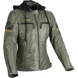 DIFI Motorradjacke Jolene 2 Damen - Hochwertige Motorrad Lederjacke in Grün/Schwarz, gefertigt aus 100% Rindsleder für optimalen Schutz und Stil, ideal für leidenschaftliche Bikerinnen.