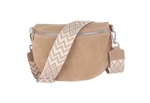 MIRROSI Damen Bauchtasche aus Wildleder in beige von MIRROSI