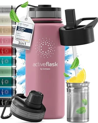 BeMaxx Trinkflasche Edelstahl ACTIVE FLASK rosa 530ml