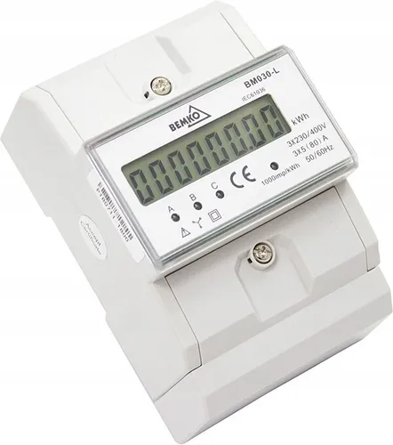 Bemko Digital 3-Phasen Unterstromzähler Drehstromzähler Hutschiene 80A BM030-L