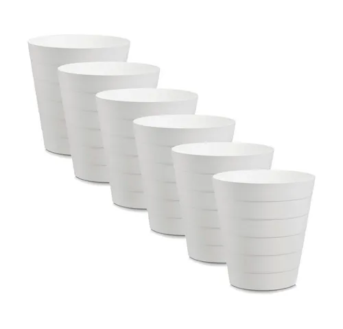 Papierkorb Mülleimer 6er Set - Rund, 13,5 Liter, Weiß - Papierkörbe für Büro, Bad, Jugendzimmer & Kinderzimmer, pflegeleicht und aus strapazierfähigem Kunststoff, modernes Design, ideal für jeden Raum.