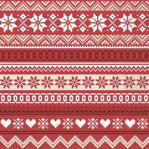 Servietten Nordic Pattern red - Nordischer Stil rot 33x33cm 20