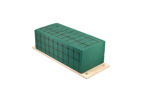 Creativery Bastelmoos, Nass Steckschaum Ziegel 25x11x8cm auf Holzplatte mit Klebepads 1 Stück