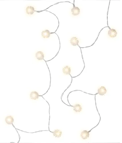 goobay 60273 20er LED-Lichterkette/LED Schneebälle/Lichterkette mit Timerfunktion/Warmweiß (3000 K) / Batteriebetrieben für Innen, Weiß, Transparent