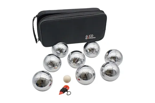 GICO Boules Set 8er aus Stahl mit Tragetasche - Spielzeug-Gartenset für Kinder und Erwachsene, hochwertiges Boules Set aus Stahl für stundenlangen Outdoor-Spaß im Garten oder am Strand.