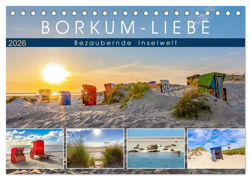 BORKUM-LIEBE Tischkalender 2026 - Hochwertiger DIN A5 Tischkalender mit 12 beeindruckenden Bildern der Ostfriesischen Insel Borkum. Ideal für Insel-Liebhaber und als perfektes Geschenk für jeden Anlass.
