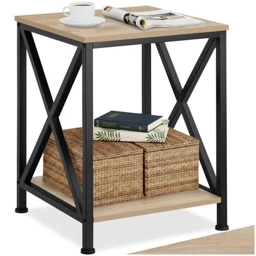 TecTake Beistelltisch Carlton - Industrial Holz hell, Eiche Sonoma 40,5x40,5x52,5cm - Stylischer Beistelltisch im Industrie-Chic, robustes Stahlgestell und pflegeleichte Spanplatten, ideal für kleine Räume und vielseitige Einrichtungsstile.