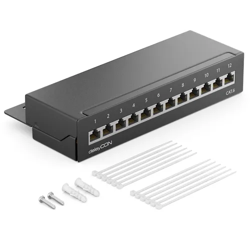 deleyCON CAT6 Patchpanel 12 Port von deleyCON
