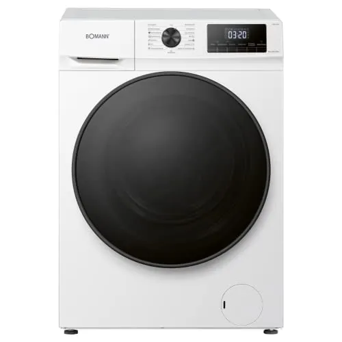 Bomann WA 7194 Waschmaschine, 9kg Fassungsvermögen, 15 Waschprogramme, Schleuder-Umdrehung 1.400 U/min.(max), LED-Display, Kindersicherung, Dampffunktion, Frontlader, Invertermotor, weiß