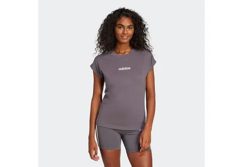 adidas Sportswear T-Shirt W LIN SJ T - Sportliches Kurzarm-Shirt in Grau - Hochwertiges T-Shirt aus 100% Baumwolle, ideal für aktive Tage. Sportlicher Slim-Fit-Schnitt sorgt für optimalen Tragekomfort. Maschinenwaschbar und pflegeleicht.