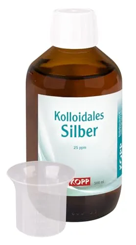 Kolloidales Silber Konzentration 25 ppm | 500 ml, inkl. Dosierbecher | in höchster Qualität | Laborqualität