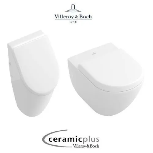 V&B SubwayUrinal, SubwayWand-WC 2.0, CeramicPlus, spülrandlos, SoftClose Deckel