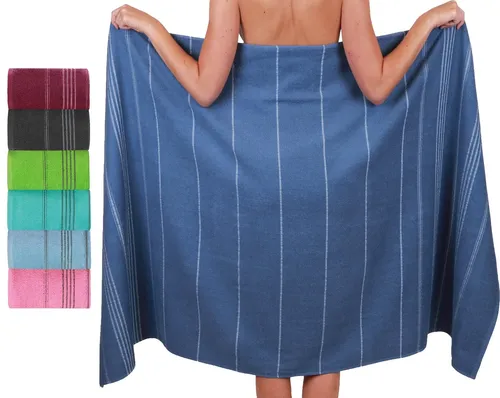 Betz XXL Badetuch LINES - 90x180 cm aus 100% Baumwolle - Strandtuch in bunten Sommerfarben mit feinen Linien, extra groß und hautfreundlich. Ideal für Strand oder Schwimmbad, bei 60°C waschbar und trocknergeeignet.