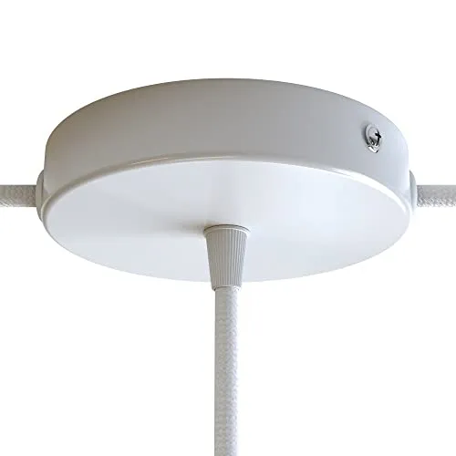 creative cables - Zylindrischer Lampenbaldachin Kit aus Metall mit 1 Haupt- und 2 Seitenlöchern - Konisch, Glänzend weiß