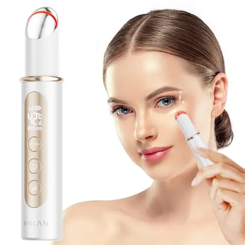 ANLAN Gesichtsmassagegerät – Augenmassagegerät mit 3 EMS Modi und Rotlichttherapie - Geräte zur Faltenreduzierung & Anti-Aging-Geräte, bietet 3 EMS Modi für Straffung und Lifting sowie Rotlichttherapie zur Verbesserung von Schwellungen und Augenringen.