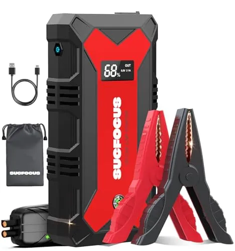 Starthilfe Powerbank für pkw, 4000A Auto Starthilfe Powerbank 12V (Bis zu 9L Benzin/8.5L Diesel), Booster Auto Starthilfe mit Starthilfekabel LED Taschenlampe USB Schnellladung 3.0