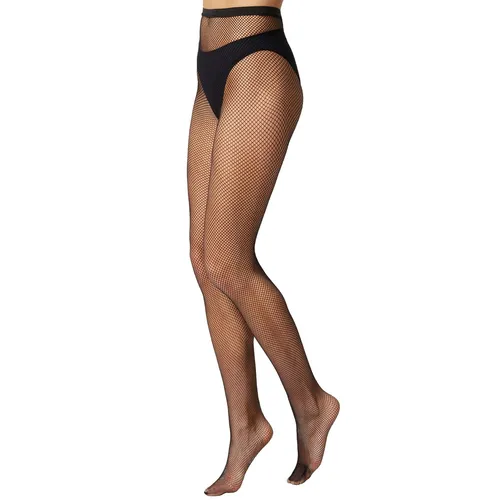 Damen Netz Strumpfhose sexy Schwarz kleine Maschen Kostüm Fasching Karneval