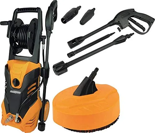Brüder Mannesmann M22320 Hochdruckreiniger - Hochdruckreiniger mit 2000 W, 360 L/h Fördermenge, inklusive Flächenreiniger und Vario-Sprühdüse für effektive Reinigungsergebnisse.