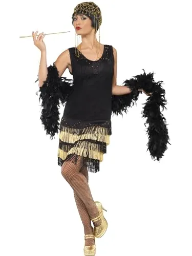 Smiffys 20er Jahre Flapper Kleid schwarz-gold