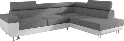 Mirjan24 Ecksofa Fonti mit Schlaffunktion - Ecksofa & Couch mit Bettkasten und einstellbaren Kopfstützen, ideal für Wohnzimmer – bietet eine großzügige Schlaffläche von 198x125 cm.