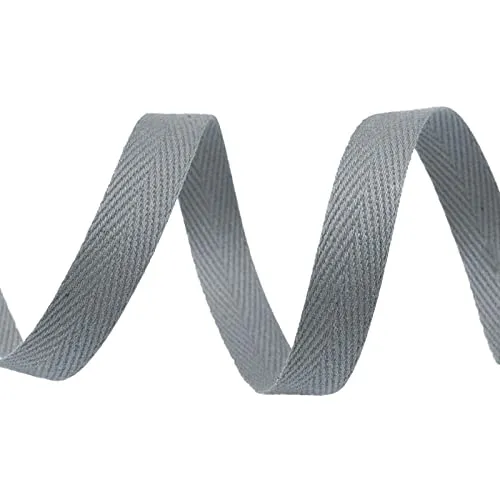 Köperband 1m x 10mm breit große Farbwahl Einfass- Nahtband Gurtband Baumwollband, Größe:10mm, Farbe:grau