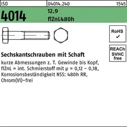 Sechskantschrauben ISO 4014 12.9 M 12x45 flZnL (100 Stück) - Eisenwaren - Hochfeste Sechskantschrauben mit Zinklamellenbeschichtung für optimale Korrosionsbeständigkeit, ideal für industrielle Anwendungen.