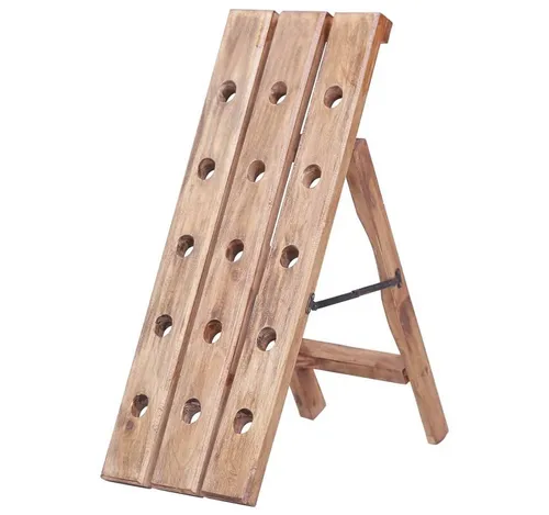 furnicato Weinregal für 15 Flaschen 26x50x70 cm Altholz Massiv, 1-tlg., Klappbare Weinflaschenhalterung, handgefertigt für Ihr Zuhause