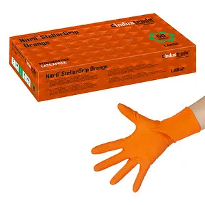 Industrade unisex Einmalhandschuhe Nitril StellarGrip Orange orange Größe L, 50 St.